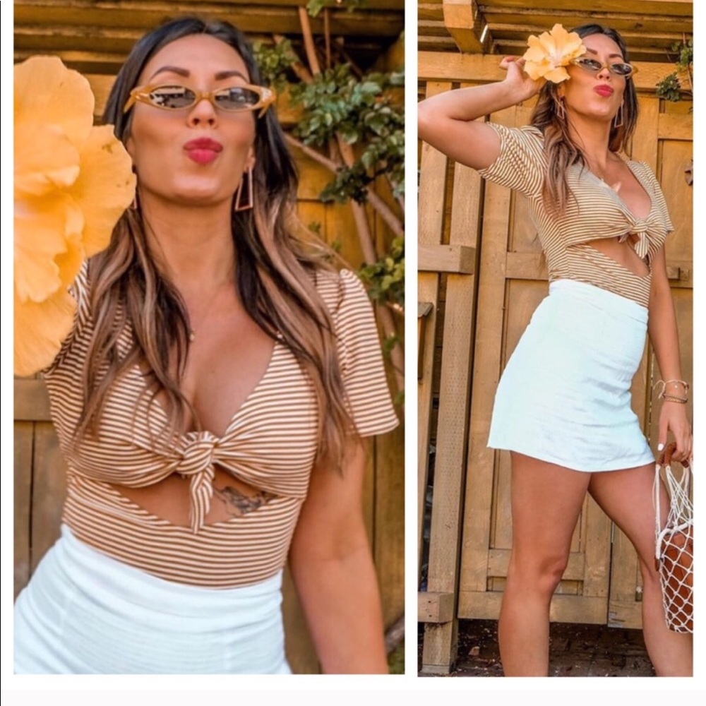 Boutique Knit striped bodysuit